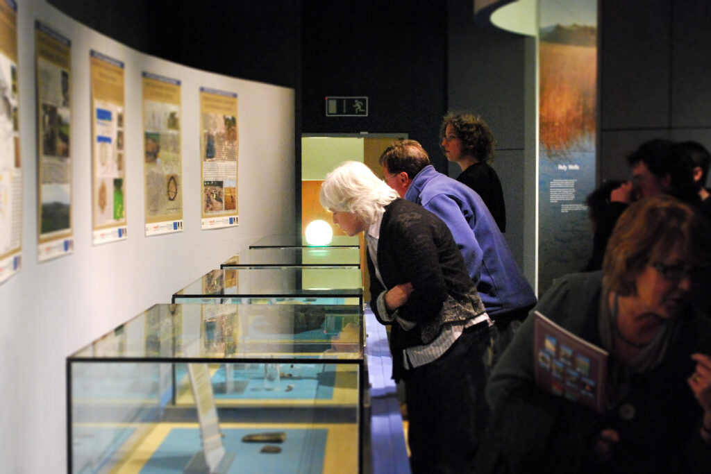 People viewing the exhibitions